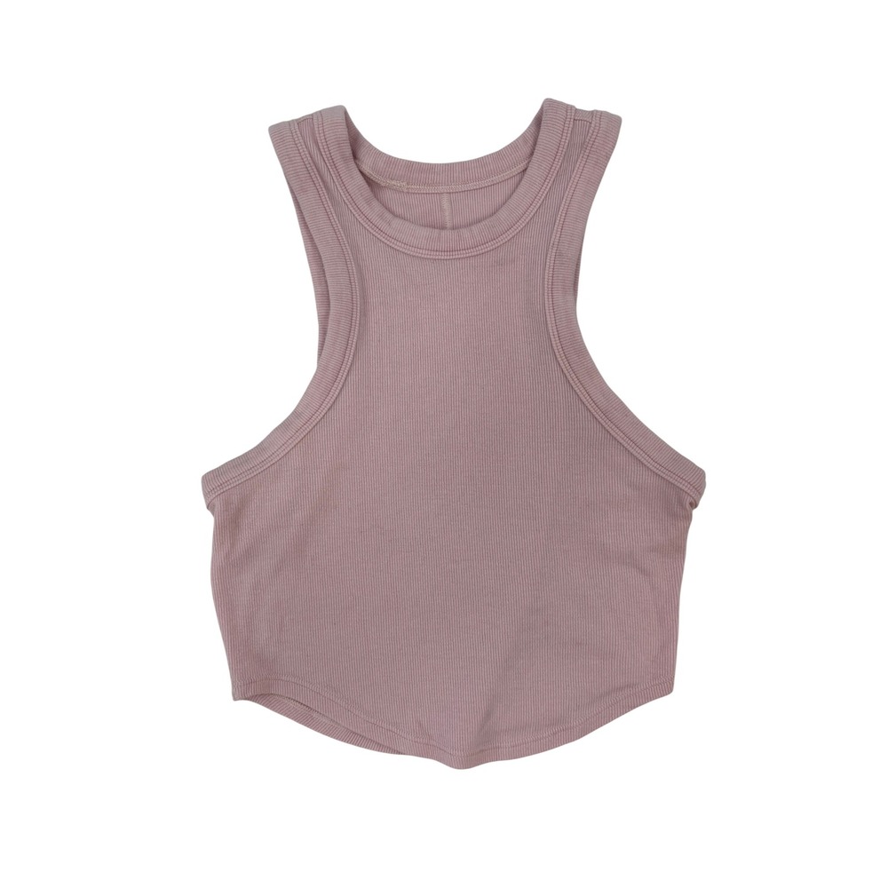 Lululemon Ebb to Street Racerback Crop Top Strawberry Milkshake Ribbed Size 4